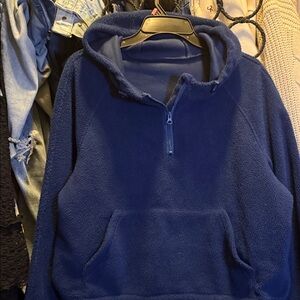 Women’s cropped Blue Fleece Hoodie